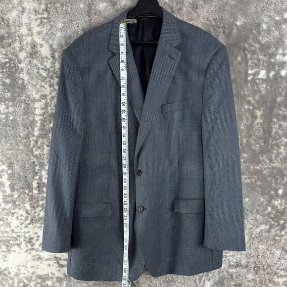 Chaps Size 48R Career Notched V Neck Blazer Jacket Gray Long Sleeve Button Lined - Picture 2 of 9